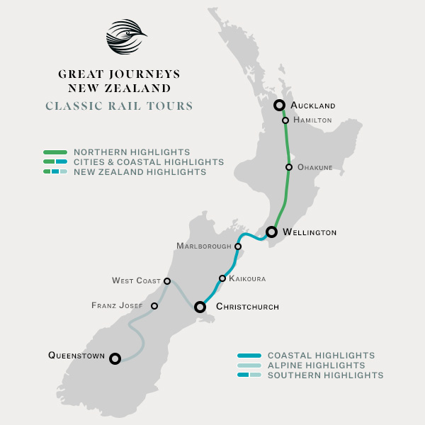 Rail Tour Map All North to South Classic Tours