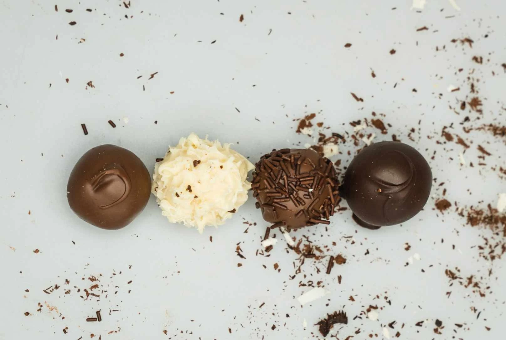 Four delicious truffles at Makana Chocolate Factory