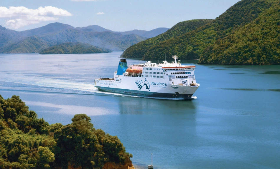 Interislander ferry cruising by Picton Snout track