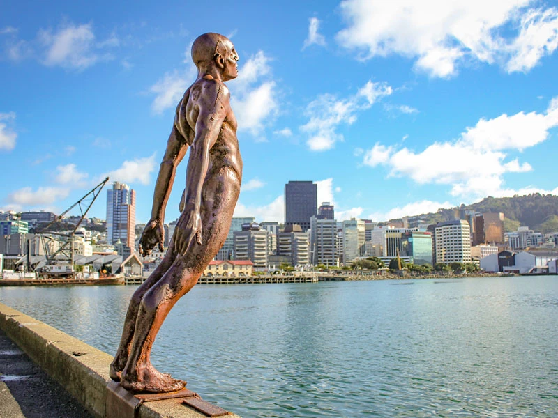Solace in the Wind sculpture over the Wellington Harbour