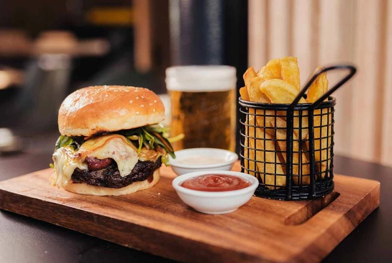 Burger and chips