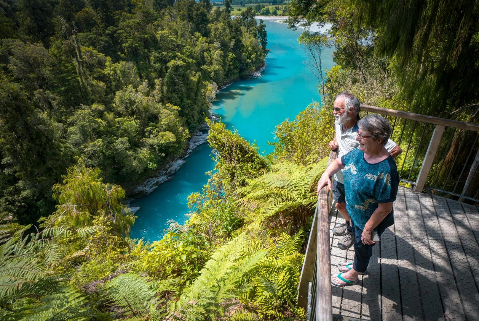 Couple looking out over the Hokitika Gorge