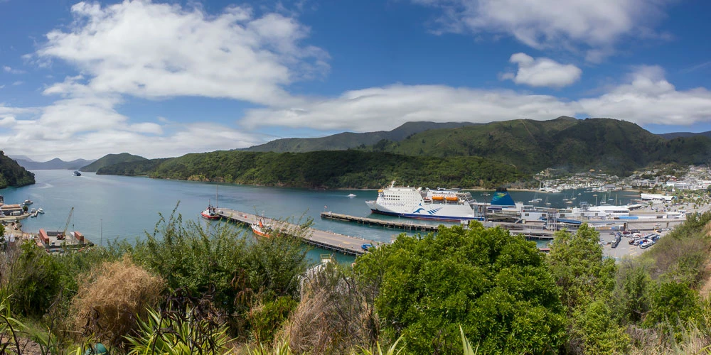 Lookout over Interislander, Picton, and Queen Charlotte Sound