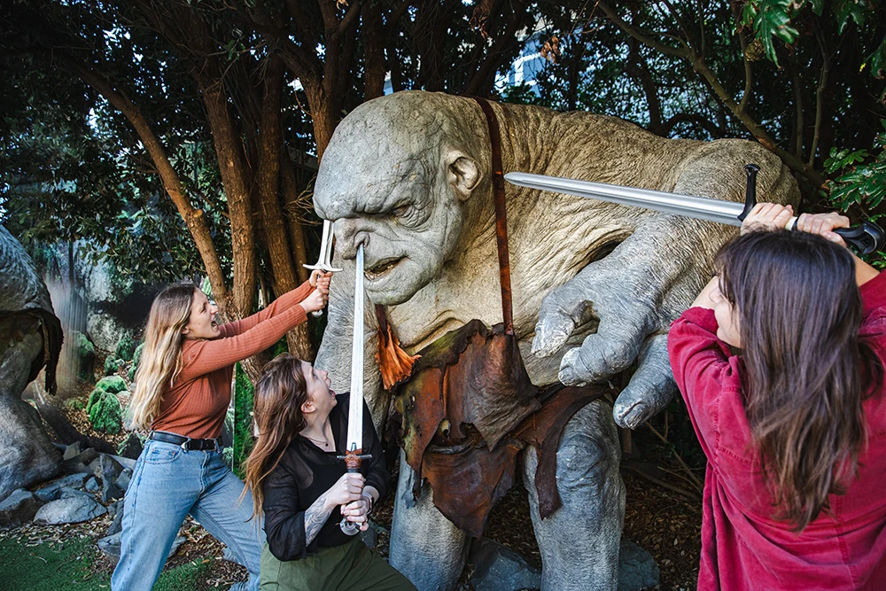 Behind-the-scenes movie workshop tour weapons and props