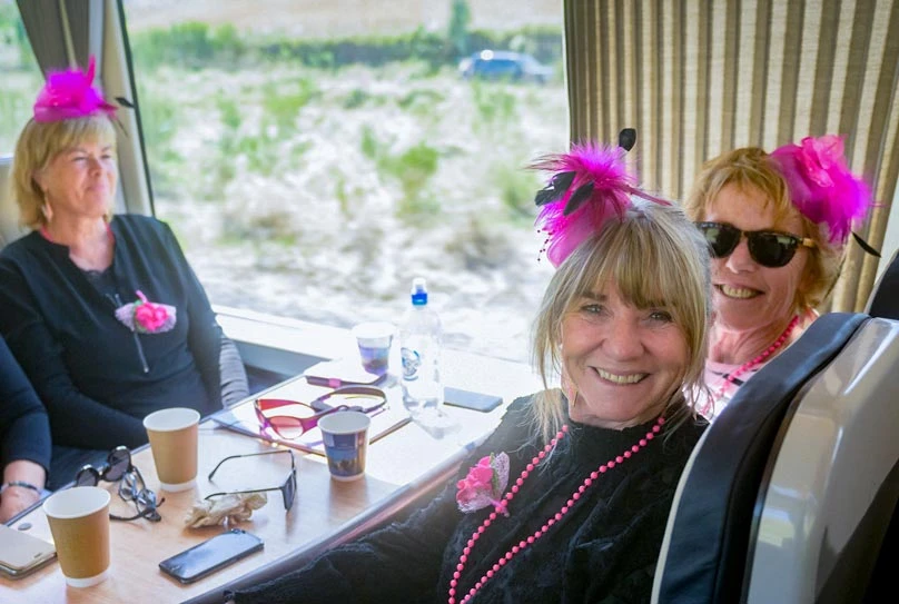 Northern Explorer WOW train ladies in pink
