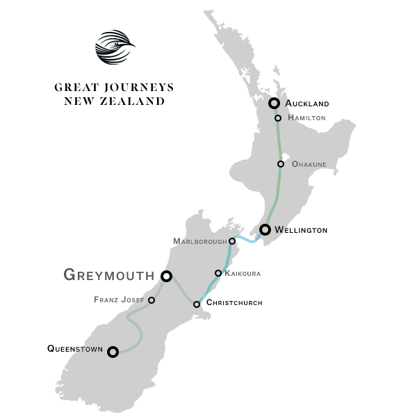Great Journeys New Zealand Greymouth West Coast Map