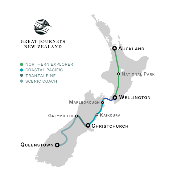 Scenic New Zealand Rail Map