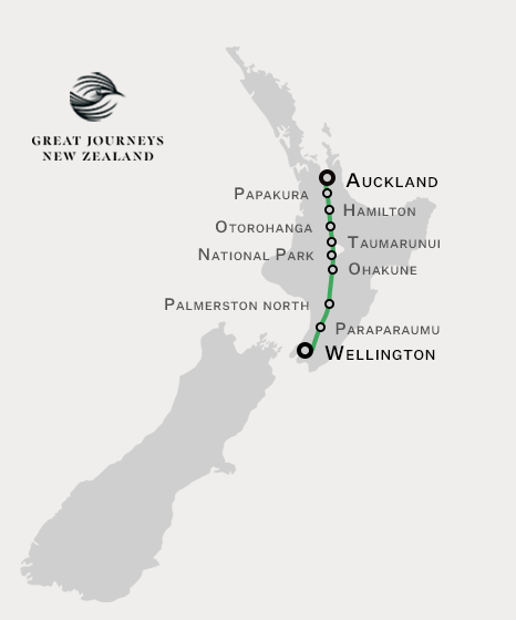 Northern Explorer Rail Map New Zealand