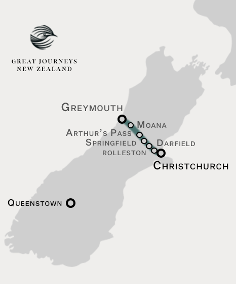TranzAlpine train route map
