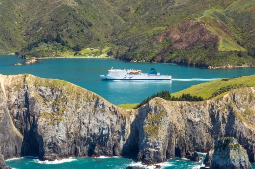 Interislander ferry passing Marlborough Sounds