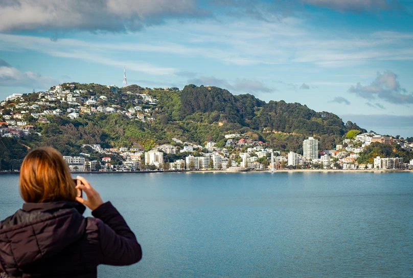  Interislander Taking photos of Oriental Parade leaving Wellington
