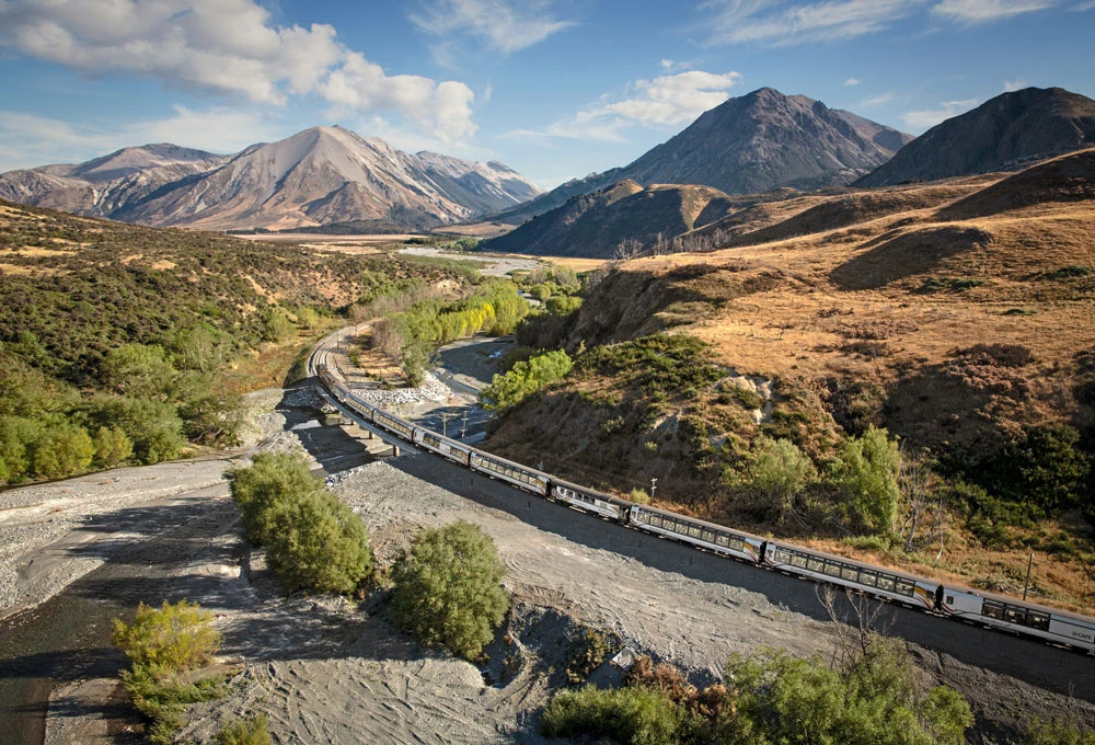 TranzAlpine crossing Cass River between Cass and Mt White Bridge