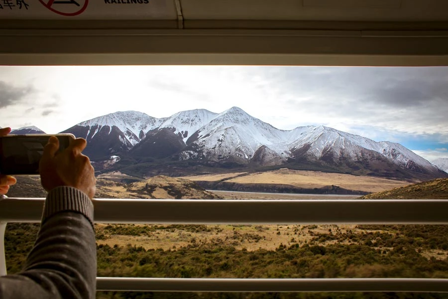TranzAlpine Mount Binser covered in snow
