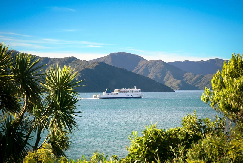 Kaitaki Interislander ship cruising through Queen Charlotte Sounds
